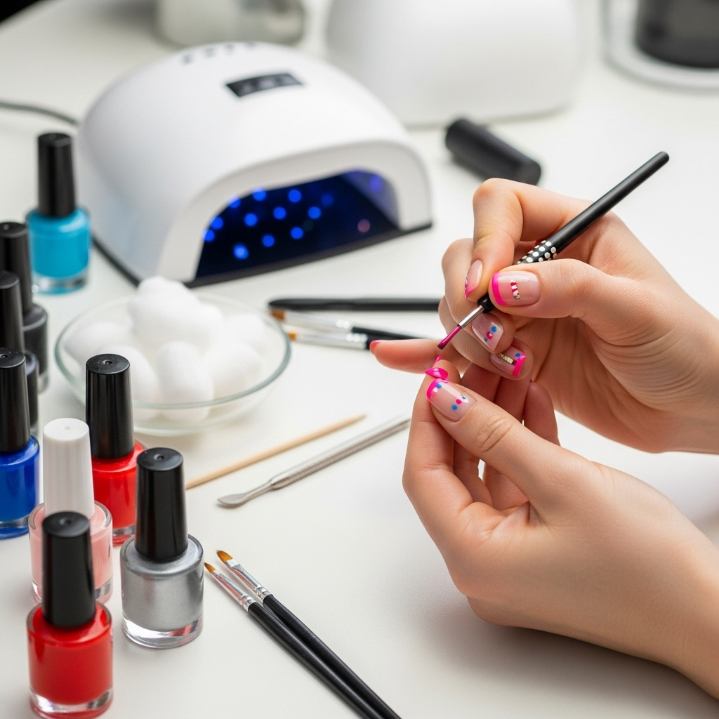 Generate an eye-catching, high-quality featured image prompt for a blog post about: Creative Nail De