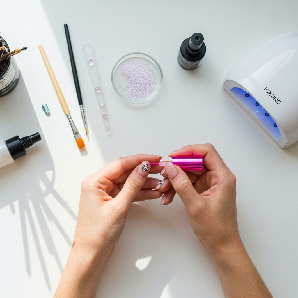 Generate an eye-catching, high-quality featured image prompt for a blog post about: Easy Acrylic Nai