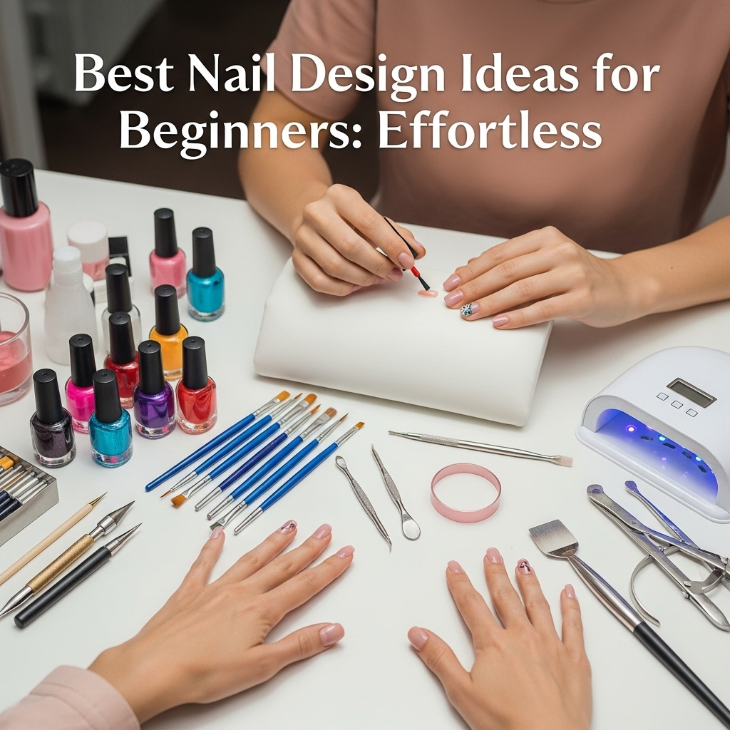 Best Nail Design Ideas for Beginners: Effortless 4 Generate an eye-catching, high-quality featured image prompt for a blog post about: Best Nail Design