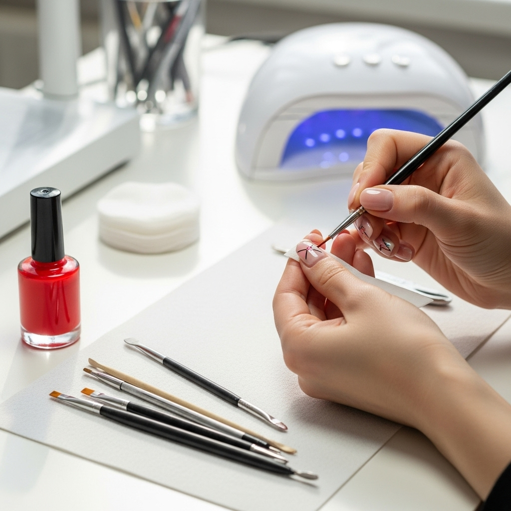 DIY & Tool-Based Nail Designs: Essential Tips 4 Generate an eye-catching, high-quality featured image prompt for a blog post about: DIY & Tool-Based