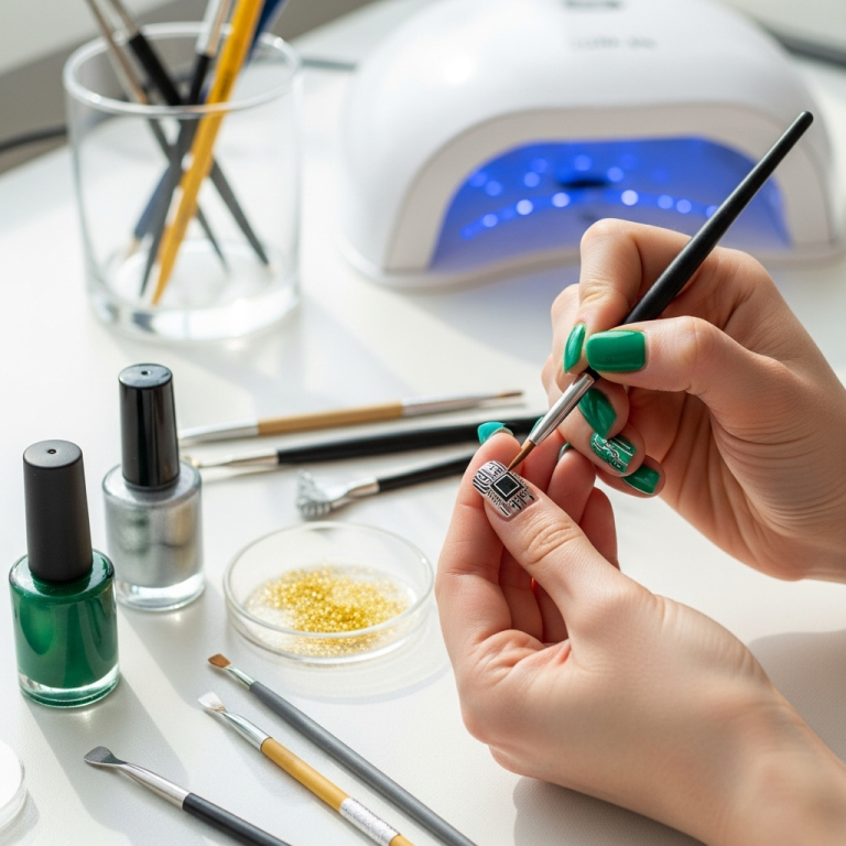 Circuit Board Nail Art: Essential Design Ideas 1 generate an eye catching high quality featured im 1759553519