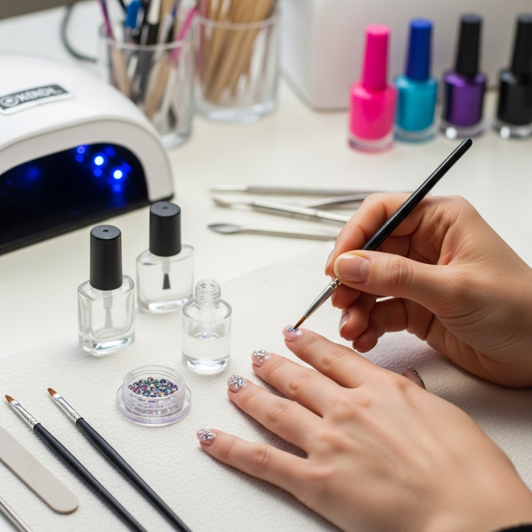 Clear Nail Art With Tiny Gems: Stunning & Essential 1 generate an eye catching high quality featured im 1759553679