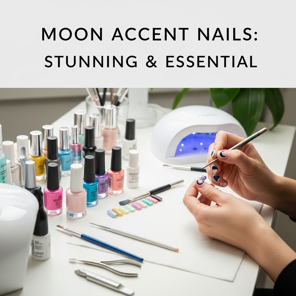 Generate an eye-catching, high-quality featured image prompt for a blog post about: Moon Accent Nail