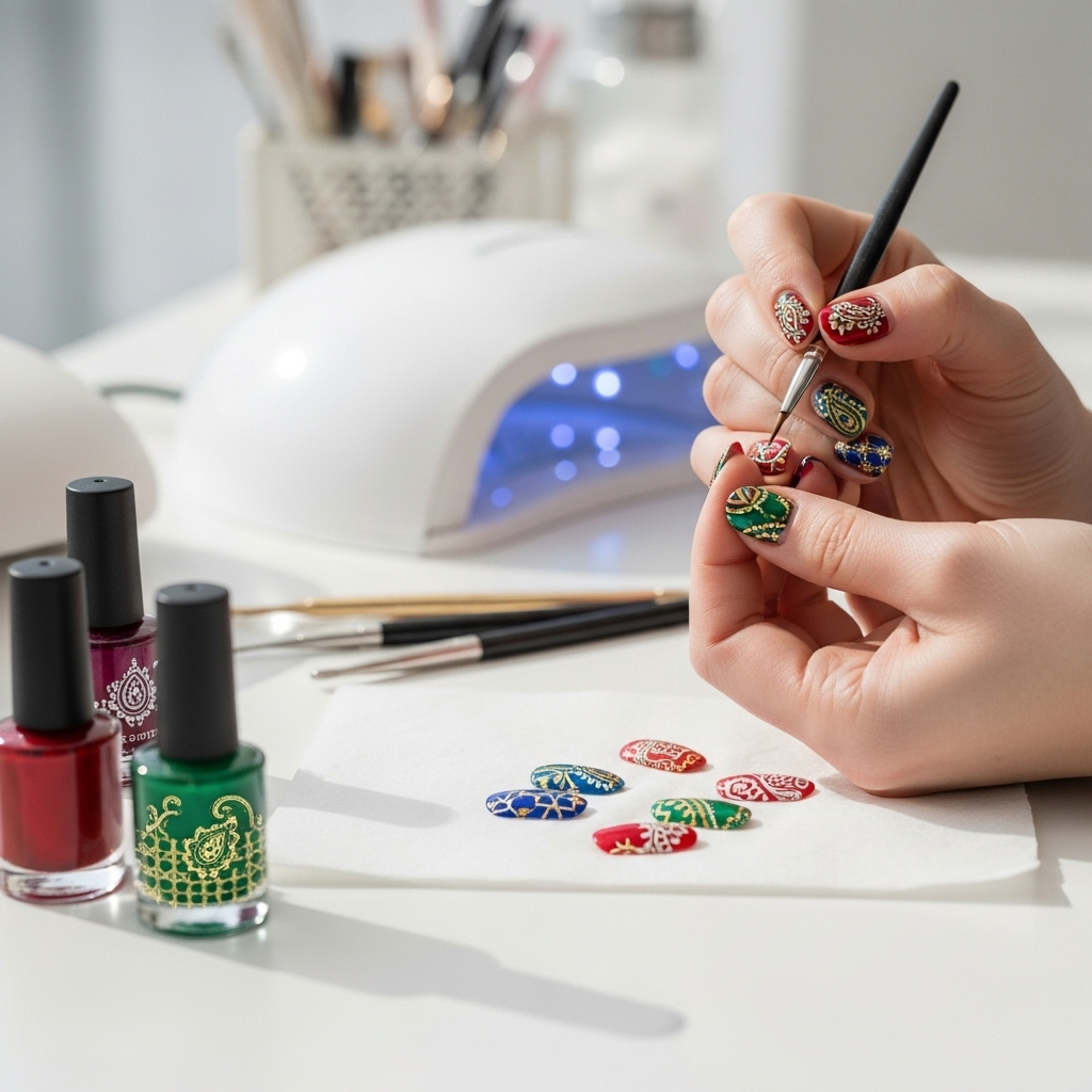 Generate an eye-catching, high-quality featured image prompt for a blog post about: Mughal Art Inspi