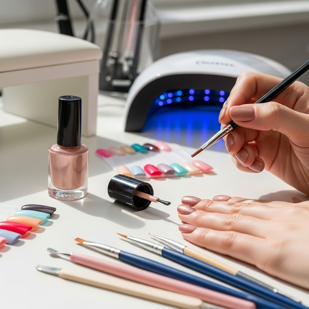 Nude Rose Gold Nails: Stunning & Essential Manicures 2 Generate an eye-catching, high-quality featured image prompt for a blog post about: Nude Rose Gold N