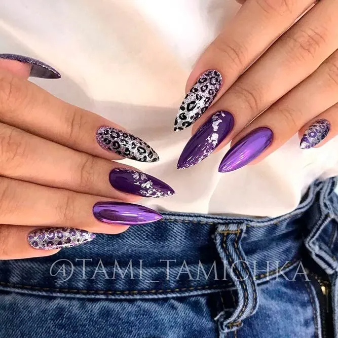 Dazzling-Purple-Nails-With-Foil-Design1
