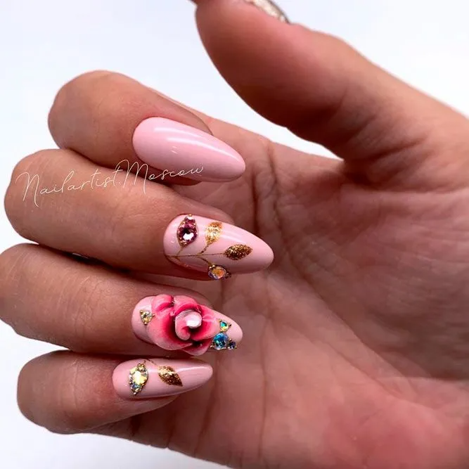 Light-Pink-Nails-with-Rhinestone-2