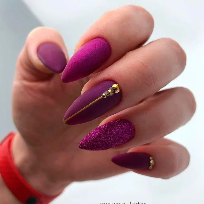Lovely-Purple-Nails-With-Glitter-Accent-1