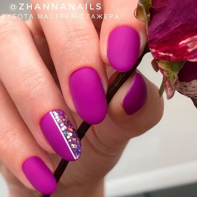 Lovely-Purple-Nails-With-Glitter-Accent-2