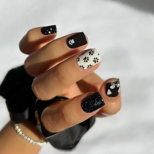 Animal-Print-on-White-and-Black-Nail-Designs-3