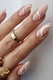 Beige-And-Cognac-Almond-Shaped-Nails-7