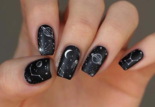 Black-and-White-Space-Nails