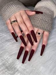 Burgundy-Coffin-French-Nails-2