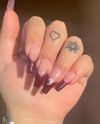 Burgundy-Coffin-French-Nails-5