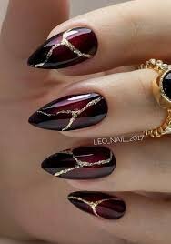 Burgundy-Glittery-Line-Nail-Design-4