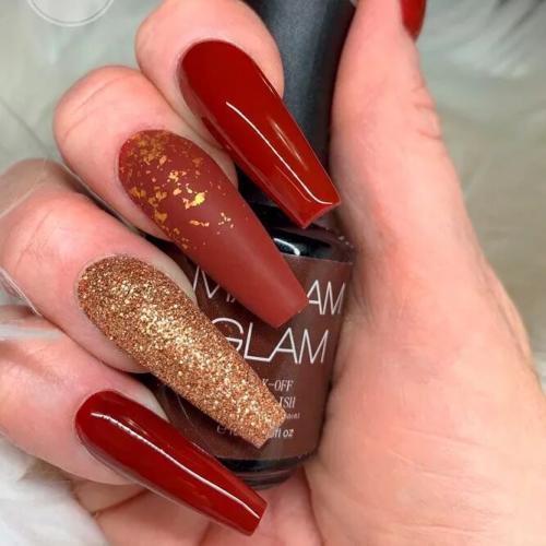 Burgundy-Matte-Nails-with-Gold-Glitter-2