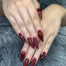 Burgundy-Matte-Nails-with-Gold-Glitter-6