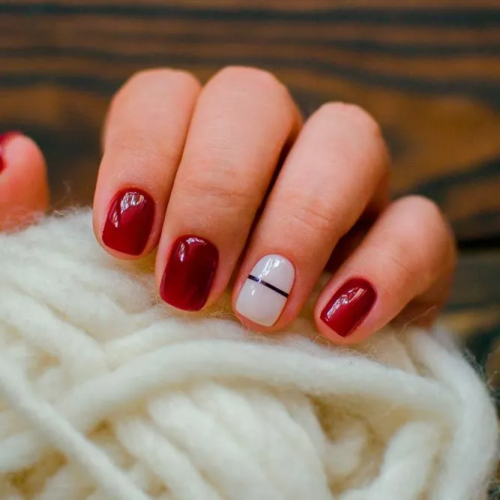 Burgundy-Nails-Art-With-Accented-Finger-1