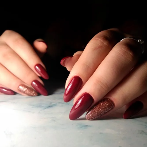 Burgundy-Nails-With-Gold-Accents-2