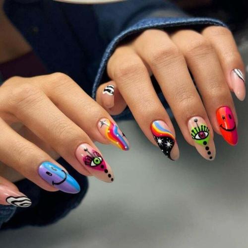 Different-Colored-Almond-Acrylic-Nails-1