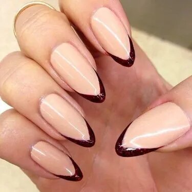 French-Nude-And-Burgundy-Nails-1