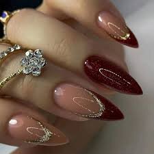 French-Nude-And-Burgundy-Nails-3