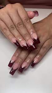 French-Nude-And-Burgundy-Nails-5