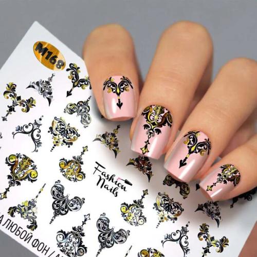 Gold-Nails-with-Damask-Design-3