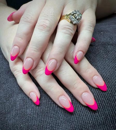 Hot-Pink-French-Tips-with-Orange-Outline-1