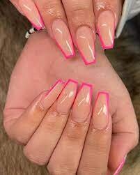 Hot-Pink-French-Tips-with-Orange-Outline-4