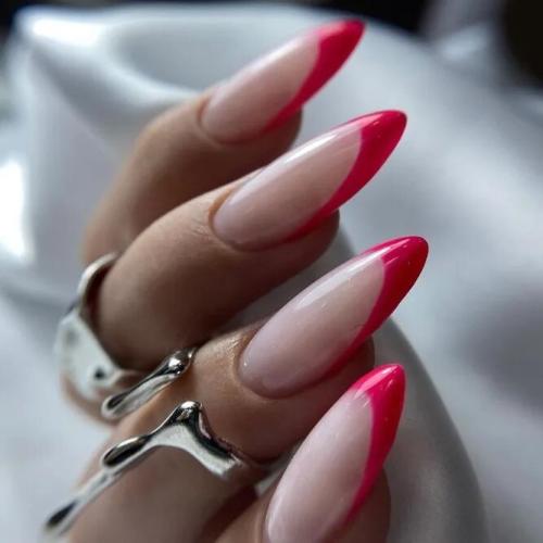 Hot-Pink-Nails-with-French-Tips-3