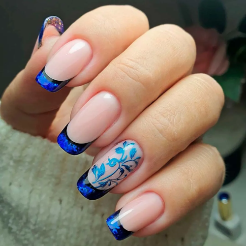 Inky Blue Winter Nails