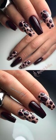Leopard-print-Burgundy-Nail-Design-1