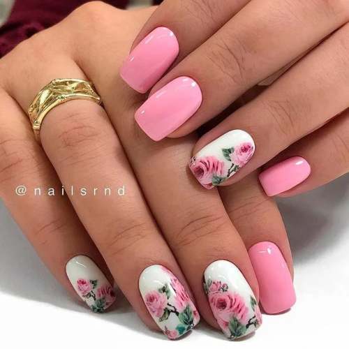 Lovely-Pink-Nails-with-Flowers-2