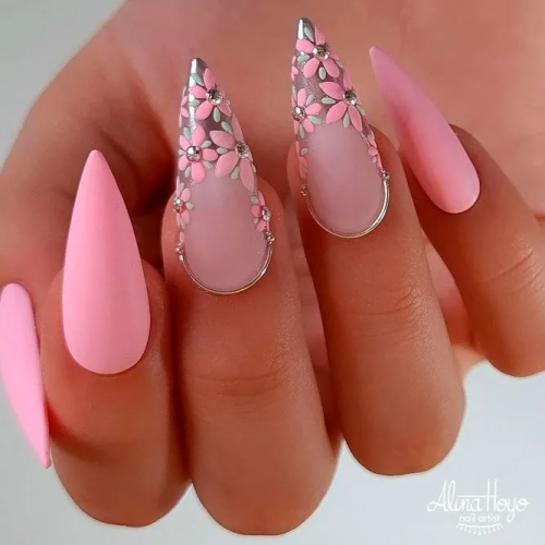 Lovely-Pink-Nails-with-Flowers-3