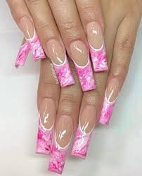 Marble-Hot-Pink-French-Tips-4