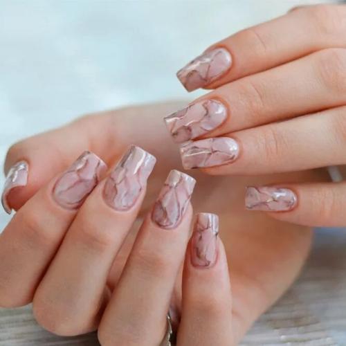 Marble-Nails-In-Different-Nude-Shades-2