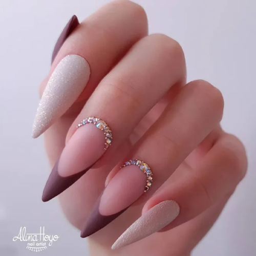 Maroon-Nails-with-French-Manicure-1