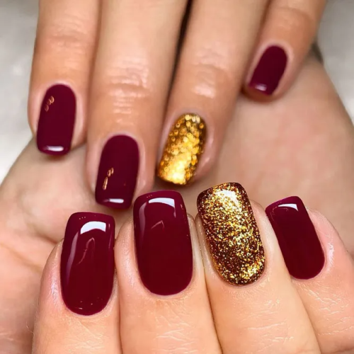 Maroon-Nails-with-Golden-Accents-3