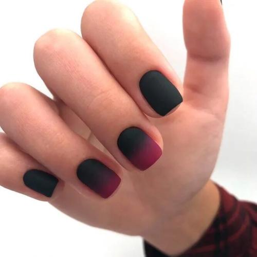 Matte-Black-and-Burgundy-Nails-3