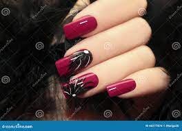 Matte-Black-and-Burgundy-Nails-5