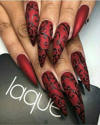 Matte-Burgundy-Stilleto-Nails-1