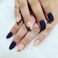 Matte-Navy-and-Nude-Nails-with-Little-Heart-1