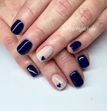 Matte-Navy-and-Nude-Nails-with-Little-Heart-9