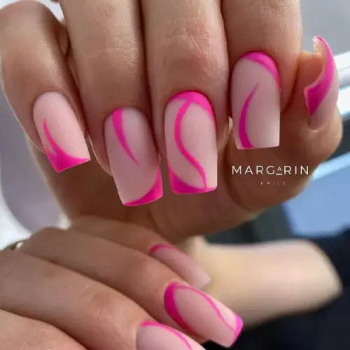 Matte-Pink-Nails-for-Long-Shape-1