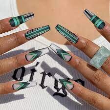 Matte-Plaid-For-Coffin-Shaped-Nails-3