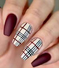 Matte-Plaid-For-Coffin-Shaped-Nails-4