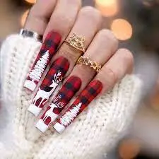 Matte-Plaid-For-Coffin-Shaped-Nails-5