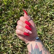 Matte-Red-Short-Coffin-Manicure-8