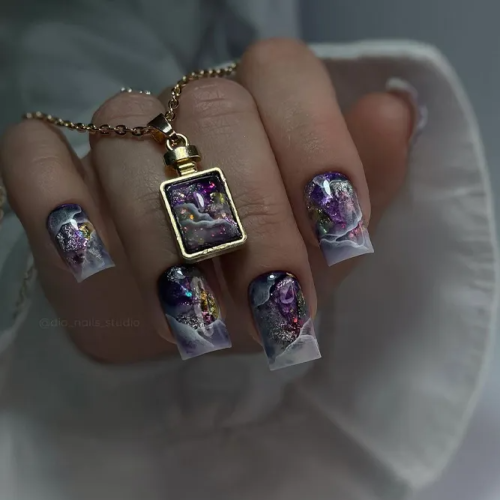 New-Level-of-Marble-Square-Nails-Designs-1